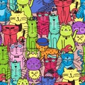 Seamless doodle cat pattern