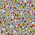 Seamless doodle Christmas pattern. Royalty Free Stock Photo