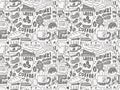 Seamless doodle coffee pattern background