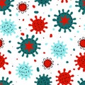 Seamless Doodle coronavirus sign pattern