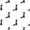 Seamless doodle fashion pattern with back boots ornament. Isolated style shoes print. White background