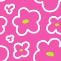 Seamless doodle floral pattern. Abstract kids drawn flower, repeating print in childish naive style. Endless background