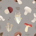 Seamless doodle mushroom cartoon pattern