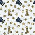 Seamless doodle pattern with cute money elements