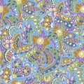 Seamless doodle pattern. Floral doodle wavy patterns Royalty Free Stock Photo