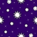 Seamless doodle pattern with moons,suns and stars Royalty Free Stock Photo