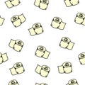 Seamless doodle pattern. toilet paper cartoon style on white background Royalty Free Stock Photo