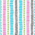 Seamless doodle pattern with vertical lines dots. Abstract vector texture with hand drawn decorative lines. Repeating background Royalty Free Stock Photo