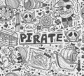 Seamless doodle pirate pattern