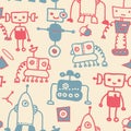 Seamless doodle robots Royalty Free Stock Photo