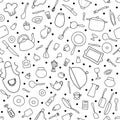 Seamless Doodle tableware vector pattern Royalty Free Stock Photo