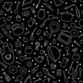 Seamless Doodle tableware vector pattern Royalty Free Stock Photo