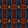 Seamless doodle vector pattern ethnic tribal style background. Royalty Free Stock Photo