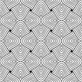 Seamless doodling pattern. Wavy geometric ornament texture. Abstract background. Grid with striped tiles. Dudle art for coloring