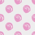 Seamless dot pattern. Hand painted circles with rough edges. Dry brush ink illustration