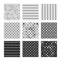 Seamless dots patterns set, vector backgrounds