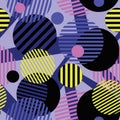 Seamless dotted circles colorful pattern, stripped round shapes