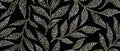 Seamless dotted leaf pattern with white foliage on black background. Modern botanical design in halftone dot style, ideal for Royalty Free Stock Photo