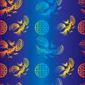 Seamless dragon-bird pattern Royalty Free Stock Photo
