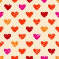 Seamless drawing hearts pattern
