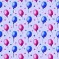 Seamless drawn pattern. Watercolor background with hand drawn air ballons. Royalty Free Stock Photo