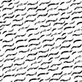 Seamless dry brush wave pattern. Dashed curved lines, simple gritty smears. Wavy brush strokes seamless background. Minimalistic Royalty Free Stock Photo