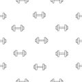 Seamless dumbbell pattern in horizontal isolated on white background, sport equipment geometric vector wallpaper.