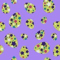 Seamless Easter Background with Decorated Eggs and `Easter`