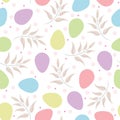 Seamless Easter background. Easter eggs with twigs and circles inIn pastel colors. Royalty Free Stock Photo