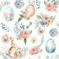 Seamless Easter Egg Flower Pattern - Generative AI Illustration