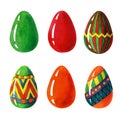 Seamless Easter eggs colorful beauty set whit red, orange, green eastereggs, and egss whit ornamental decorative