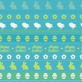 Seamless easter horizontal pattern - green color.