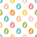 Seamless Easter pattern. Colorful season texture with cute rabbits