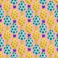 Seamless Easter pattern. Eggs texture. Watercolour spring art. Design elements with eggs,bees,buterflies. Colorful watercolor