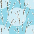 Seamless easter pattern with stylized willow branches.Endless fl
