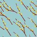 Seamless easter pattern with stylized willow branches