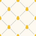 Seamless easter vector pattern with flat eggs in golden glitter and polka dot, shine gold sprinkles effect texture Royalty Free Stock Photo