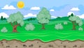 Seamless editable green rural landscape for game design