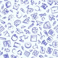 Seamless education and school pattern with hand drawn thin line icons school