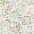 Seamless Elegant Pattern with Garden Flowers