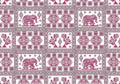 Seamless elephant border with traditional Asian design elements