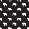 Seamless elephant pattern on black