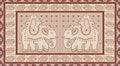 Seamless elephant pattern with traditional Asian design elements