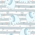 Seamless elephant pattern vector illustration