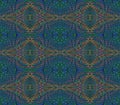 Seamless ellipses and diamond pattern blue green brown