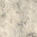 A seamless embossed floral beige retro wallpaper