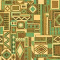 Seamless embroidered patchwork pattern. Ethnic and tribal motifs