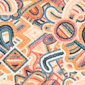 Seamless embroidered pattern. Ornament in the style of paisley. The patchwork print. Vector illustration