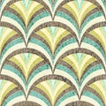 Seamless embroidered pattern. Wavy bohemian print. Patchwork ornament. Vector illustration