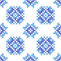 Seamless embroidered texture of abstract blue patterns